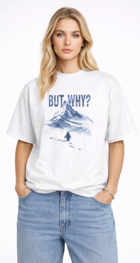 Beyaz Unisex But Why Oversize Kalıp Unisex T-Shirt - Görsel 2