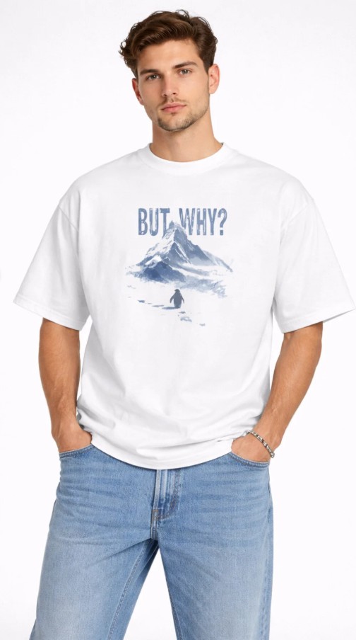Beyaz Unisex But Why Oversize Kalıp Unisex T-Shirt