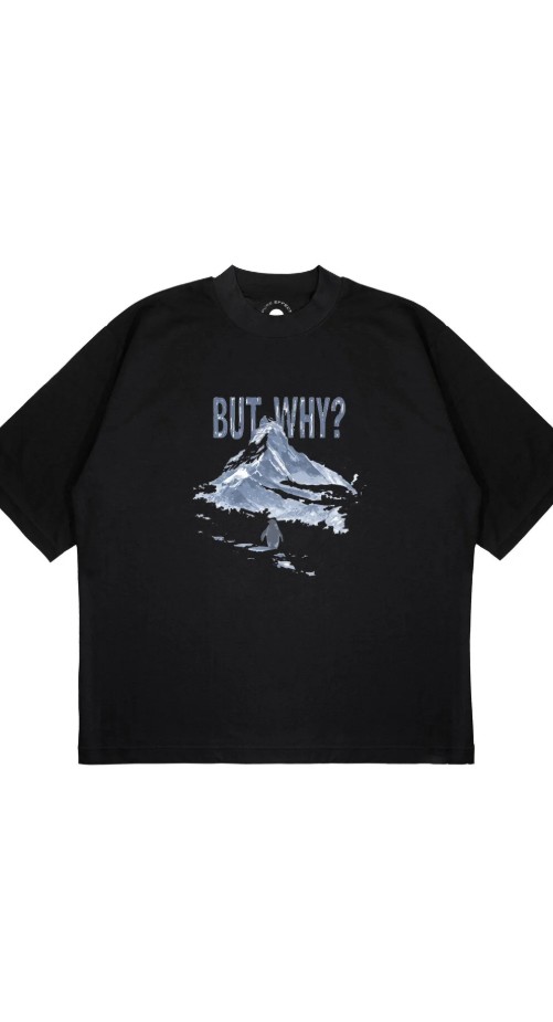 Siyah Unisex But Why Oversize Kalıp Unisex T-Shirt - Görsel 3