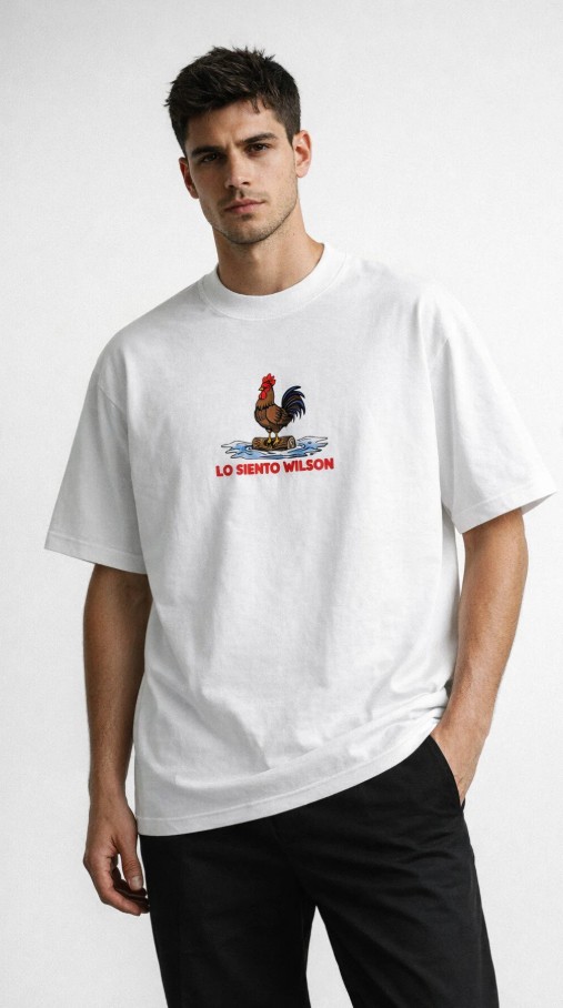 Beyaz Unisex Lo Siento Wilson Oversize Kalıp Unisex T-Shirt