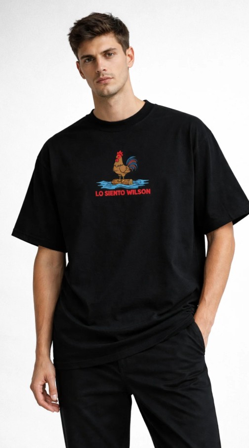 Siyah Unisex Lo Siento Wilson Oversize Kalıp Unisex T-Shirt - Görsel 2